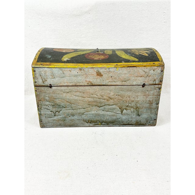 Black Antique French 19th Century Hand Painted Polychrome Trunk For Sale - Image 8 of 12
