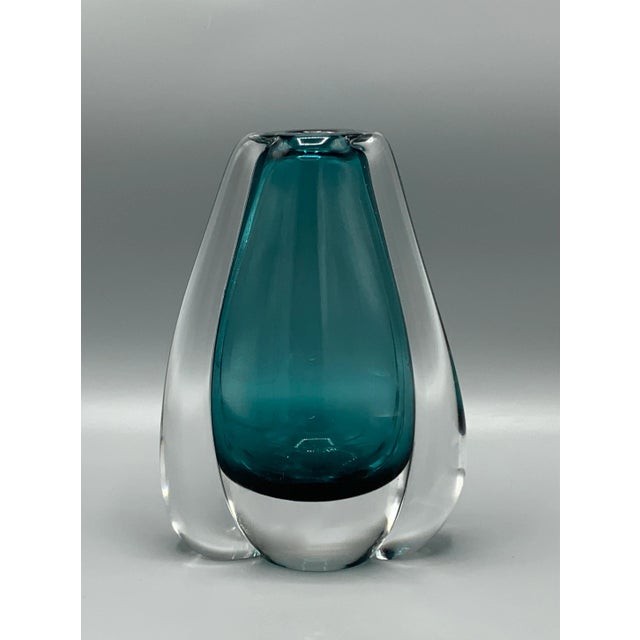 Mid-Century Modern Blue Art Glass Vase For Sale - Image 9 of 13