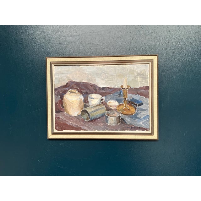 M. Broquist, Still Life with Candlestick, 1959, Oil on Canvas, Framed For Sale - Image 14 of 18