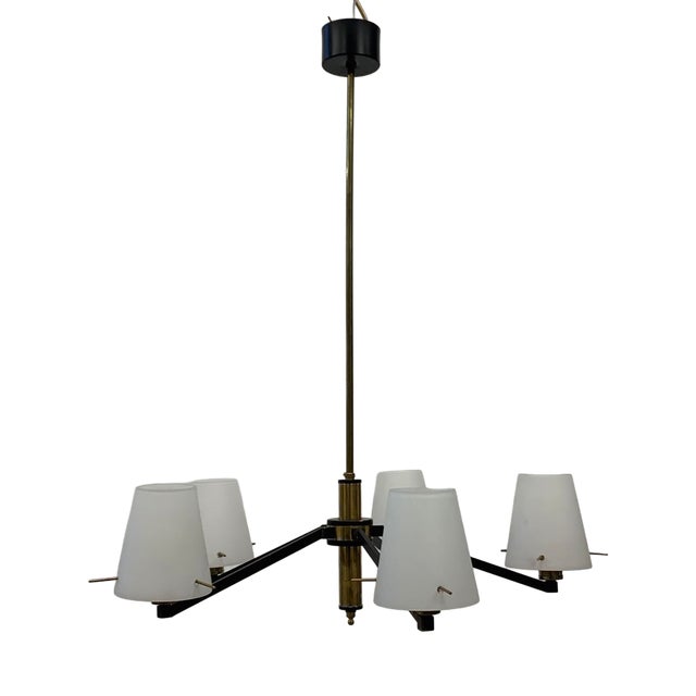 Vintage Glass Chandelier attributed to Stilnovo, 1960 For Sale