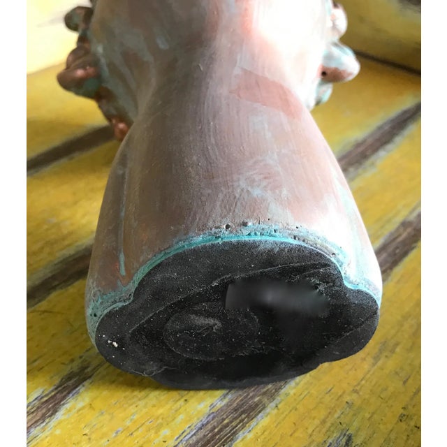 Flower Girl Kissing Bust Copper Patina Indoor Outdoor Head Planter For Sale In Saint Louis - Image 6 of 9