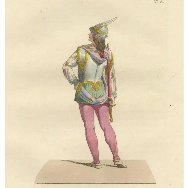 Mercuri, Royal and Noble Costume Prints: D'Anjou, Military Attire, Young Squire, 1845, Prints, Set of 3 For Sale - Image 6 of 10