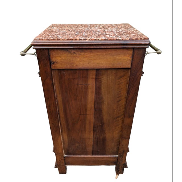 Antique Late 19th Century Marble Top Tall Linen Cabinet Nightstand For Sale - Image 4 of 13