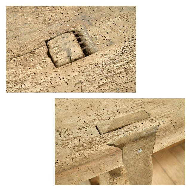 Tan Antique Wooden Workshop Workbench For Sale - Image 8 of 9