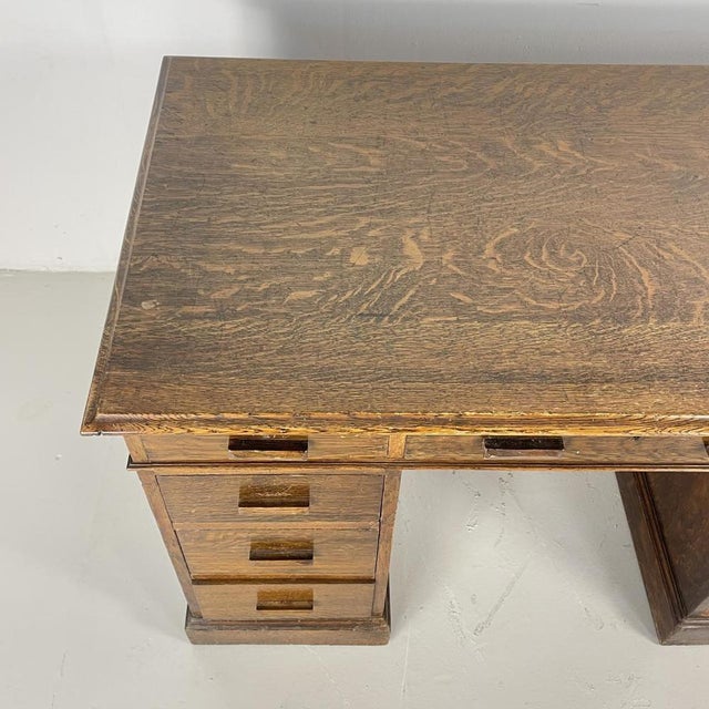 Art Deco Oak Double Pedestal Desk For Sale - Image 4 of 13