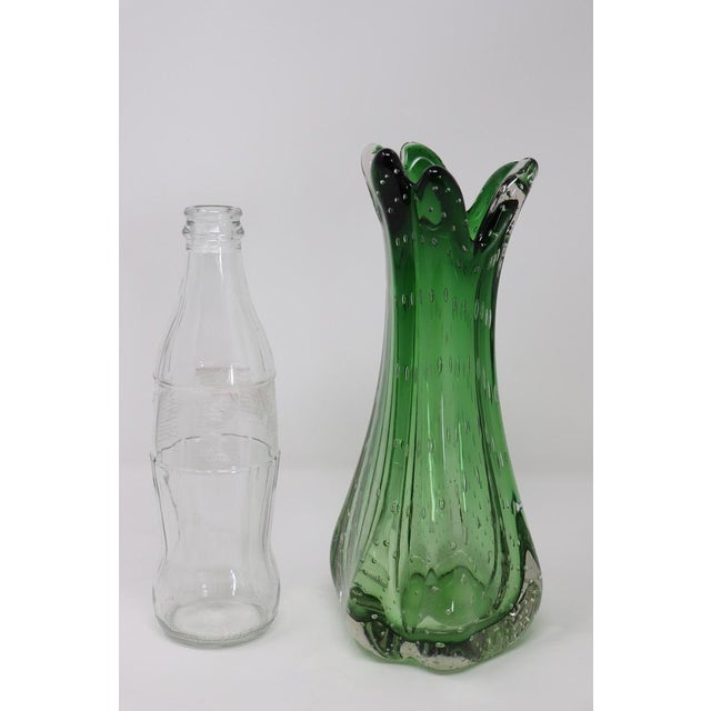 Italian Vase in Green Murano Art Glass, 1960s For Sale - Image 7 of 11
