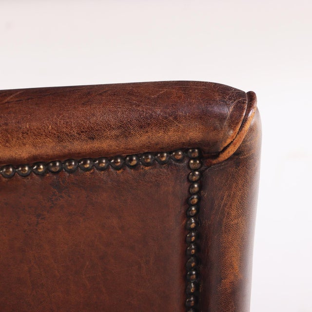 Wood A Dutch Classic Leather Club Chair, C. 1960. For Sale - Image 7 of 10