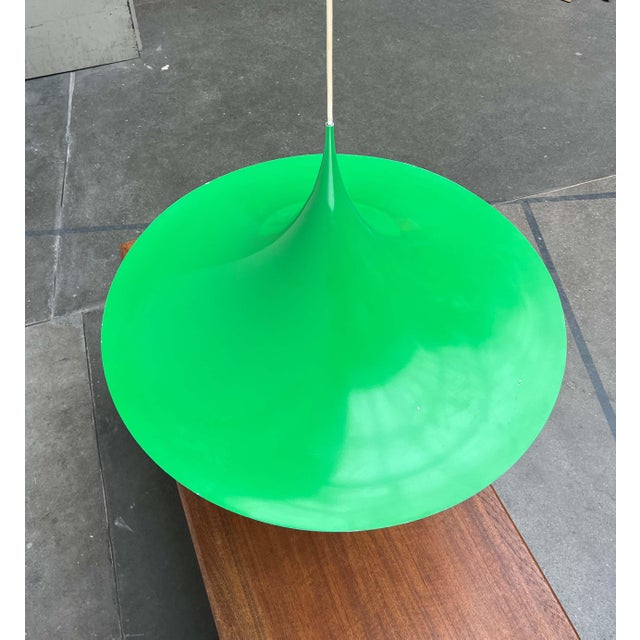 Mid-Century Modern Danish Space Age Green Model Semi Tulip Pendant Lamp by Claus Bondrup & Torsten Thorup for Fog & Mørup, 1960s, Set of 2 For Sale - Image 3 of 18