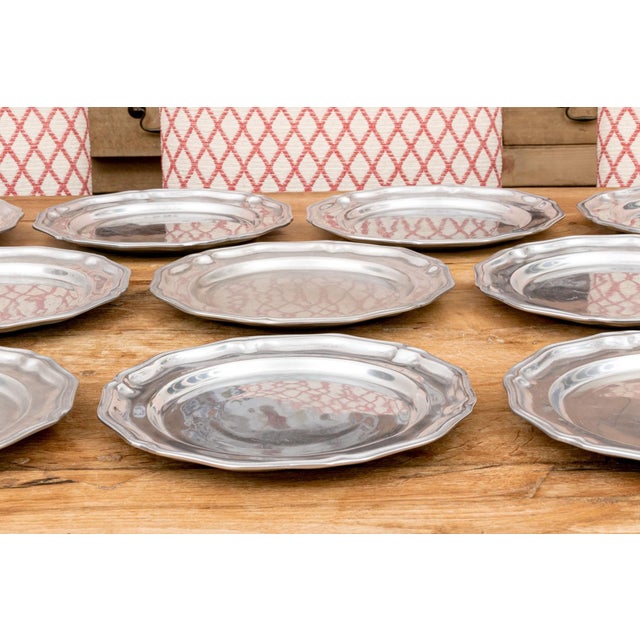 Mid 20th Century Vintage Wilton Ware Pewter Chargers- Set of 10 For Sale - Image 5 of 11