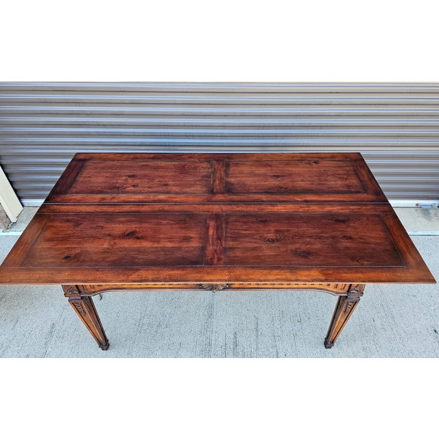 Late 20th Century Large American Made Georgian Style Mahogany Parquet Flip-Top Gate-Leg Console Table by Henredon For Sale - Image 5 of 12