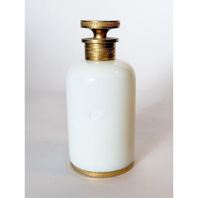 French Antique French Opaline Glass Sevres Perfume Bottle White With Bronze Ormolu For Sale - Image 3 of 10
