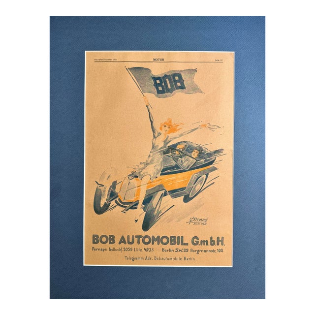 1920s Promotional Poster for Bob Automobil G.m.b.H. (Later Bob Automobil Ag), a Berlin-Based Car Producer For Sale