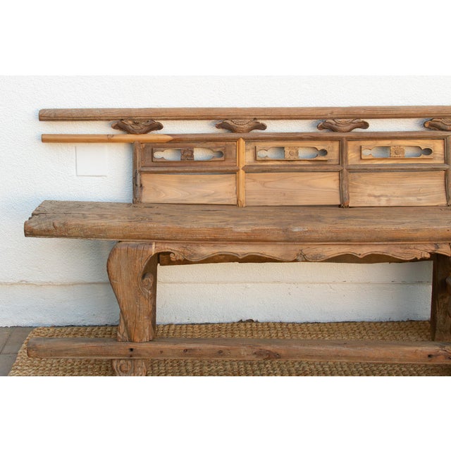 Rare 18th Century Oxidized Elm Theater Bench For Sale - Image 15 of 17