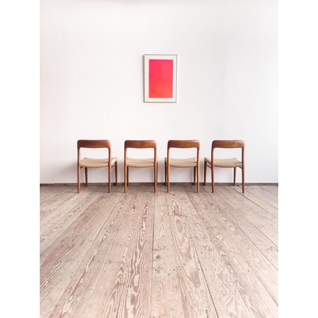 Mid-Century Modern Mid-Century Danish Model 75 Dining Chairs in Teak by Niels Møller for J.L. Møllers, 1950s, Set of 4 For Sale - Image 3 of 15