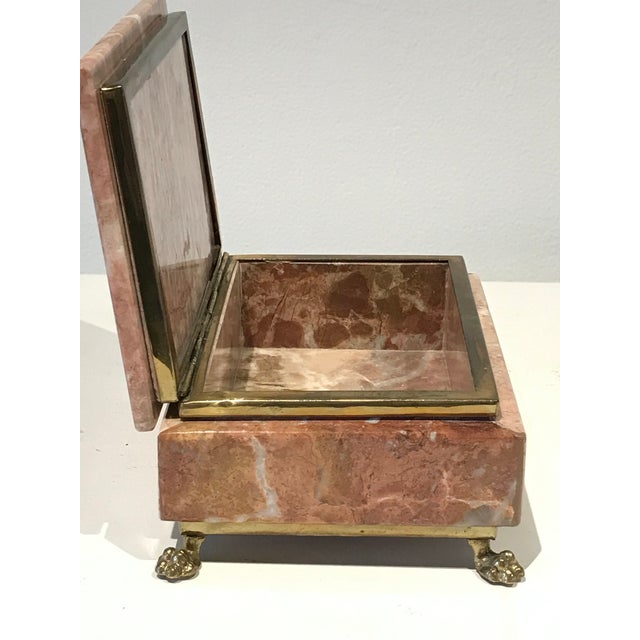 1960s Pink Marble Lidded Rectangular Jewelry Box For Sale - Image 4 of 8
