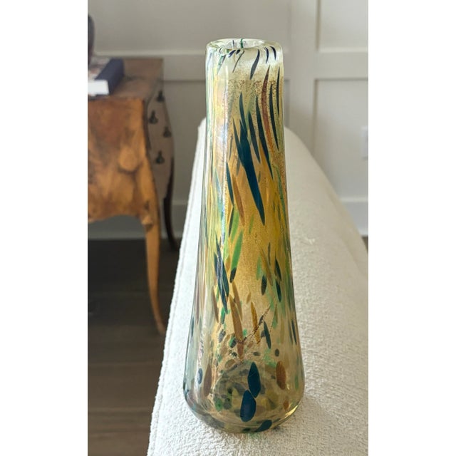 Mid 20th Century Vintage Italian Hand Blown Multi Colored Confetti Art Glass Vase For Sale - Image 5 of 12