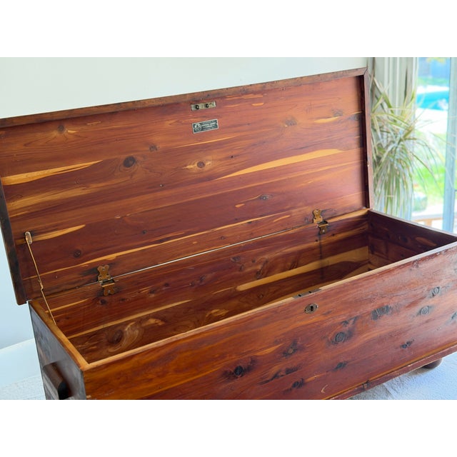 Vintage Cedar Hope Chest Bench by Universal Cabinet Company Chicago Rustic Solid Wood Blanket Trunk Storage Coffee Table For Sale - Image 10 of 11
