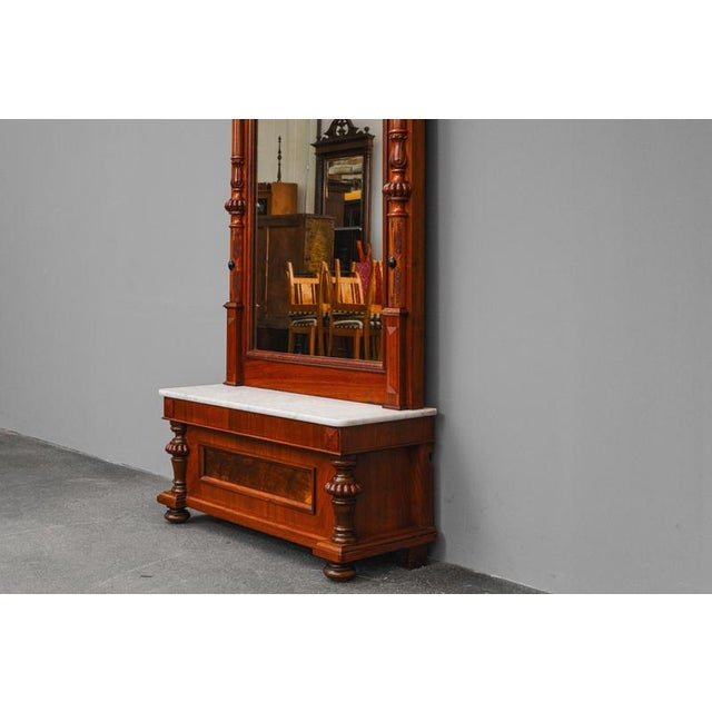 Gründerzeit Standing Mirror with Console in Walnut, 1800s For Sale - Image 14 of 18