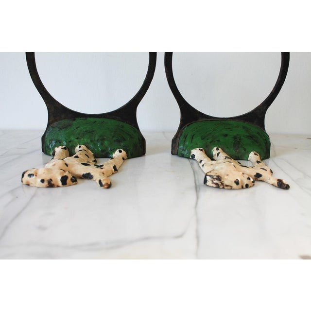 Pair of Vintage Cast Iron Dalmatian Dog Food & Water Bowl Holders For Sale - Image 10 of 13