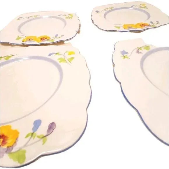 1940s a.b.j. Grafton Square China Plate 7" Pansies Floral England Replacement For Sale - Image 11 of 14