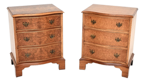 Antique Burr Walnut Bedside Chests, 1930, Set of 2