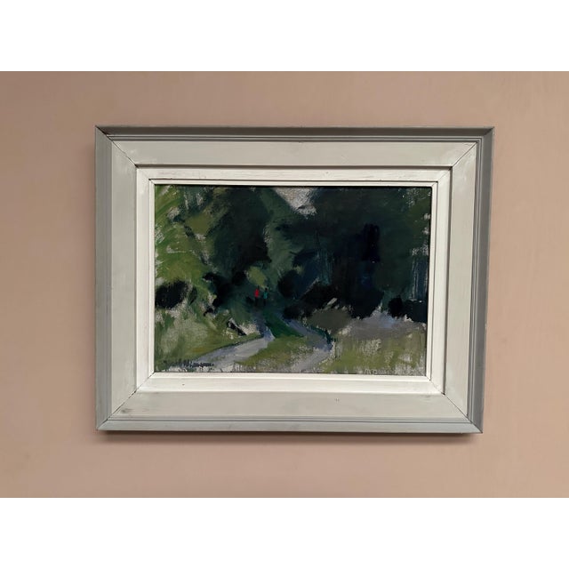 Original Swedish Oil on Canvas – “Figures on Winding Path” by Karl Niemann – Signed – Vintage & Framed – 75.5 × 56 cm...