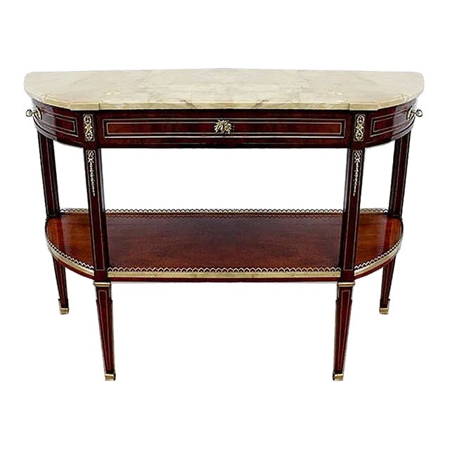 Large 18th Century Louis XVI Style Mahogany and Marble Console Table For Sale