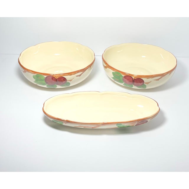 American 1970s Franciscan “Apple” 3-Piece Dinnerware Serving Hostess Set, Serving Bowl & Relish For Sale - Image 3 of 9