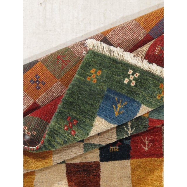 Textile Vintage Hand-Knotted Persian Gabbeh Runner 3'3" X 6'2" For Sale - Image 7 of 7