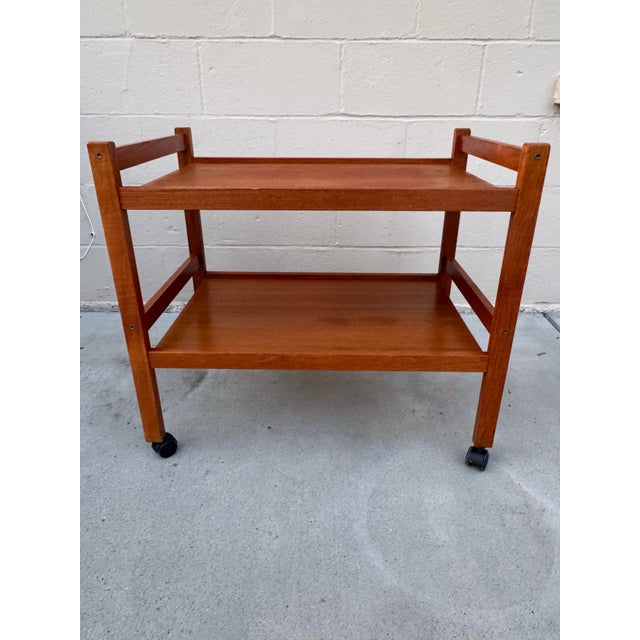 1960s 1960s Mid-Century Danish Teak Bar Cart by BRDR Furbo | Rolling Serving Trolley For Sale - Image 5 of 12