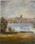 Sky Blue Vintage European Coastal Landscape Oil Painting | Framed Harbor Village Seascape For Sale - Image 8 of 10