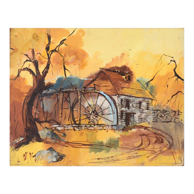 Forbes Mill, Los Gatos - Historic Landscape Original Oil on Masonite by Stella Leis For Sale