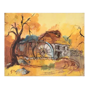 Forbes Mill, Los Gatos - Historic Landscape Original Oil on Masonite by Stella Leis