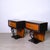 Wood Vintage Art Deco Style Bedside Tables in Briar Root and Glass Shelf, 1940s, Set of 2 For Sale - Image 7 of 18