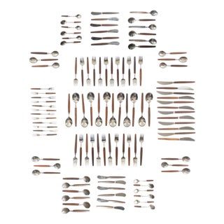 1960s “Opus” Rosewood Handle Flatware, 108 Pieces Designed by Tias Eckhoff for Lundtofte For Sale