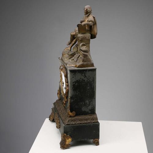 Antique Table Clock in Gilded Antimony For Sale - Image 11 of 13