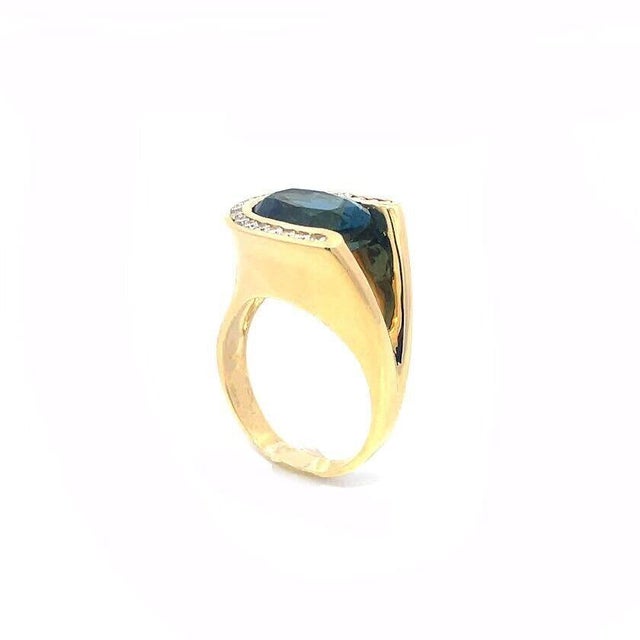 Charles Krypell Horseshoe Ring Diamond Blue Topaz 18k Yellow Gold For Sale In Miami - Image 6 of 8