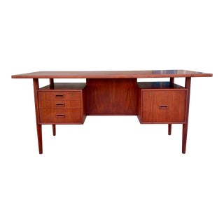 1970s Danish Modern Teak Floating Top Desk For Sale