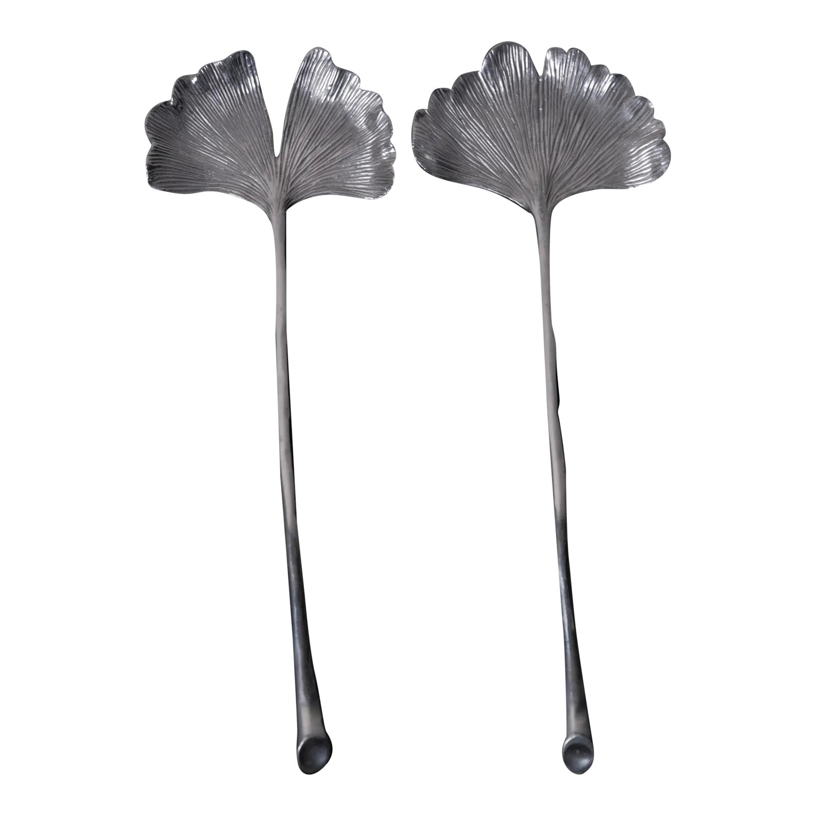 1990s Michael Aram Ginkgo Salad Servers - Set of 2 | Chairish