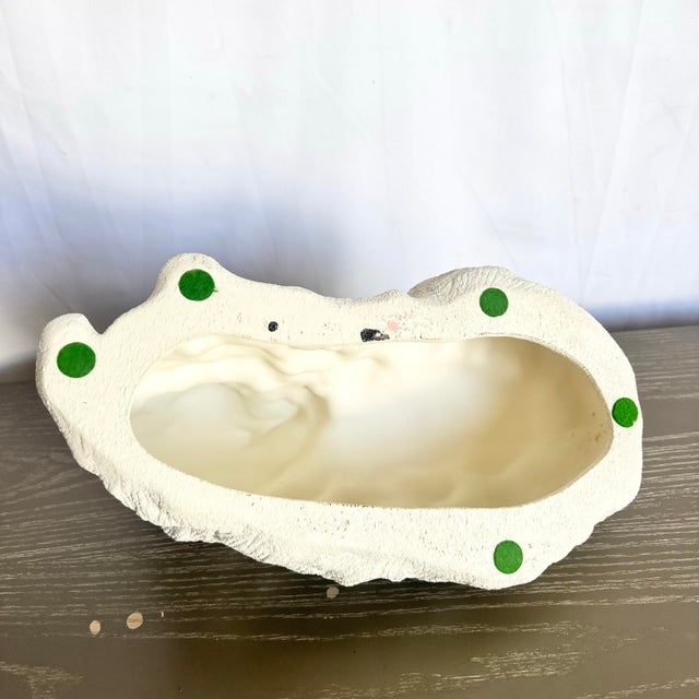 Pink Vintage Pink White and Green Ceramic Cat Sculpture For Sale - Image 8 of 8