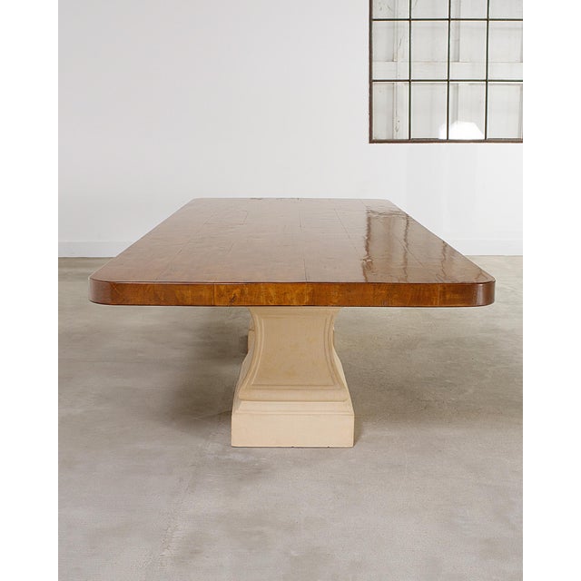 Michael Taylor Michael Taylor Neoclassical Stone Pedestal Walnut Dining Table 10 Ft For Sale - Image 4 of 18