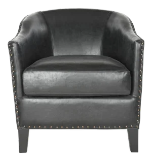Club Chair in Brass nailheads in Antique Black & Black