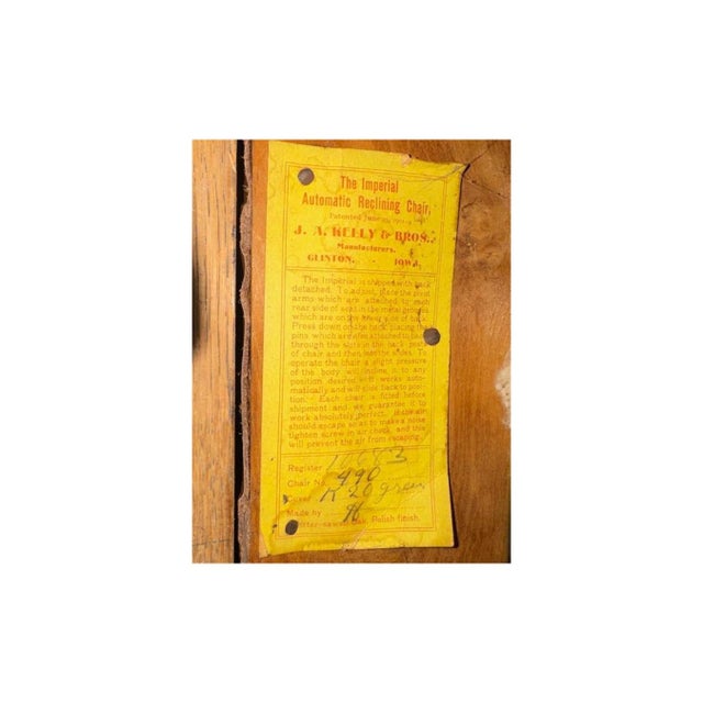 Antique 1900's "The Kelly Automatic Morris Reclining Chair" For Sale - Image 13 of 14