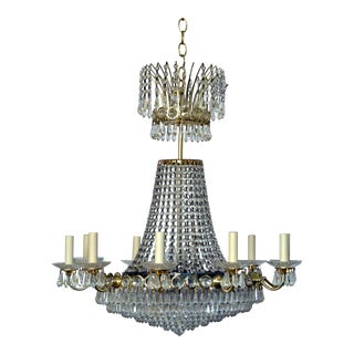1980s Swarovski Crystal Empire-Style Chandelier For Sale