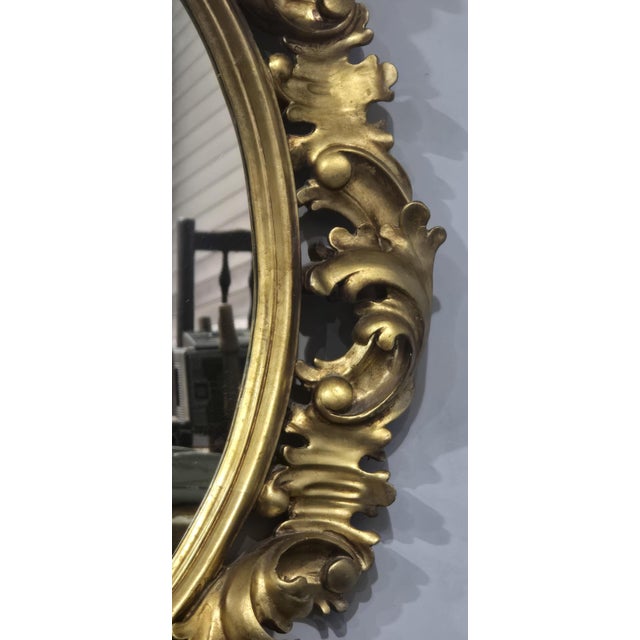 Paint Large Deep Carved Oval Gilt Mirror, 1910 For Sale - Image 7 of 14