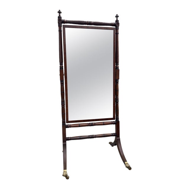Stately Regency Style Mahogany Cheval Floor Mirror Chairish
