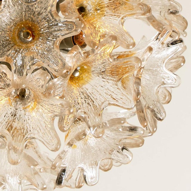 Gold Murano Glass Sputnik Light Fixture attributed to Paolo Venini for Veart, 1970s For Sale - Image 8 of 13