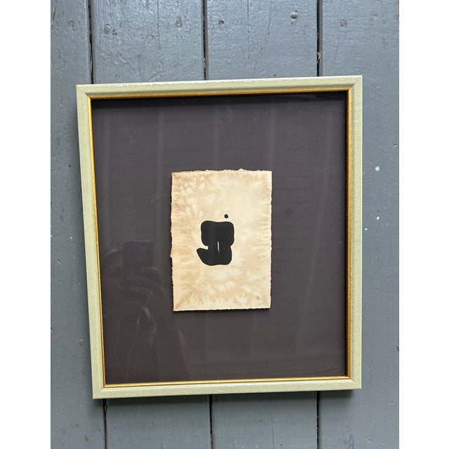 Mixed media figure&nbsp; Float framed in a tortoise frame on sage linen mat Art ~4.5"x6" Framed to ~13.25"x15"&nbsp; The...