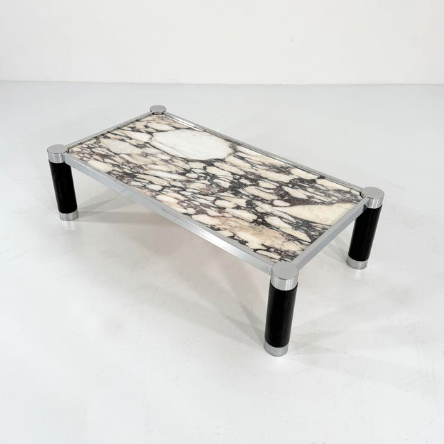 Postmodern Coffee Table with Calacatta Violetta Marble, 1980s For Sale - Image 10 of 10