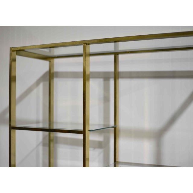Mid 20th Century Mid Century Milo Baughman Style Gold Chrome Glass Etagere Shelving Unit For Sale - Image 5 of 11